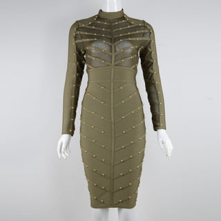 mesh long sleeve bandage dress