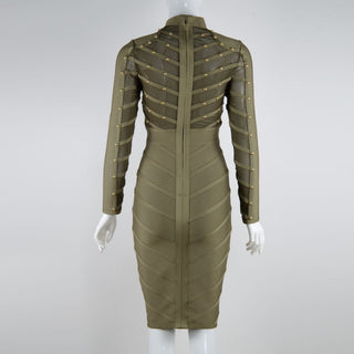 mesh long sleeve bandage dress