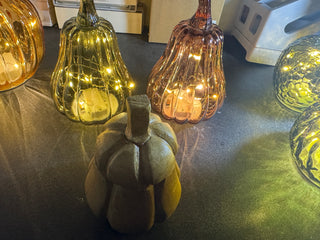 Tall LED Glass Pumpkin - Orange