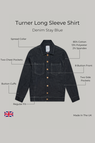 Turner Long Sleeve Shacket - Denim Stay Blue