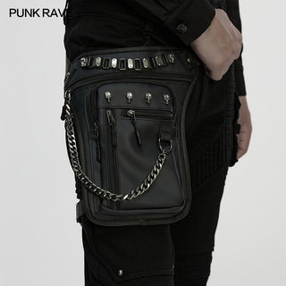 Punk Rave Cyberpunk Chain & Skull Hardware Waist–Leg Bag