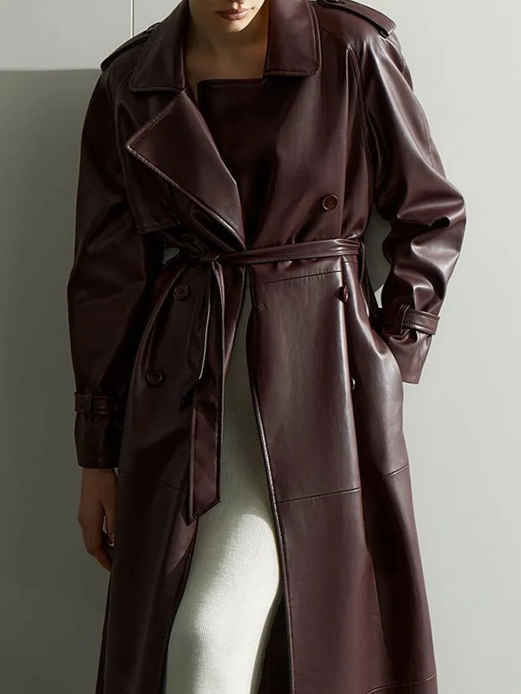 Women's Winter PU Leather Lace - Up vintage Coat - Hstrends