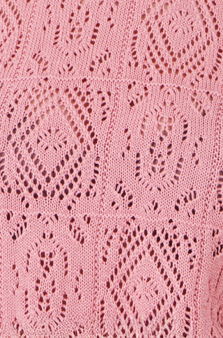 Yumi Pink Cotton Crochet Knitted Top