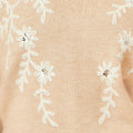 Yumi Oatmeal Floral Embroidered V Neck Relaxed Knitted Jumper