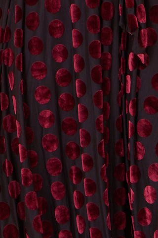 Yumi Burgundy Velour Spot Midi Skater Dress