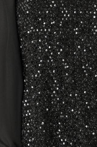 Yumi Black Sequin Tunic With Tie Back And Sheer Sleeves