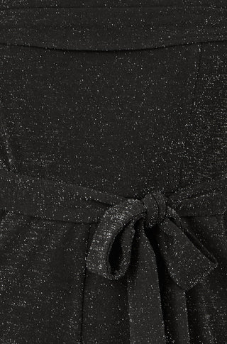 Yumi Black Sparkle Stretch Bardot Jumpsuit