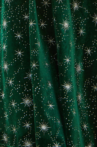 Yumi Green Starburst Foil Print Long Sleeve Skater Dress