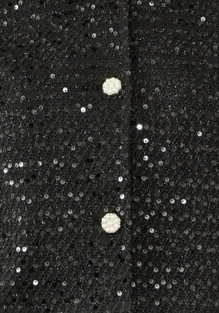 Yumi Black Boucle Sequin Jacket With Pearl Buttons