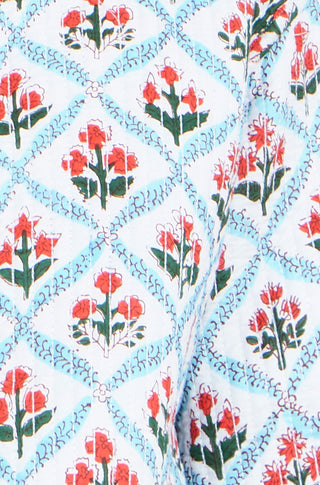 Yumi Blue Boho Print Cotton Reversible Quilted Jacket
