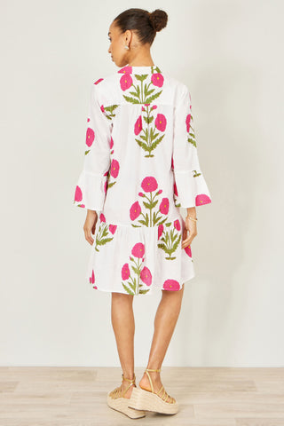 Yumi White Cotton Floral Tunic
