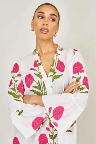 Yumi White Cotton Floral Tunic