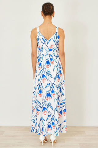 Yumi White Floral Print Maxi Sun Dress