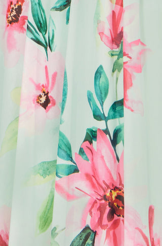 Yumi Mint Mesh Floral Maxi Dress