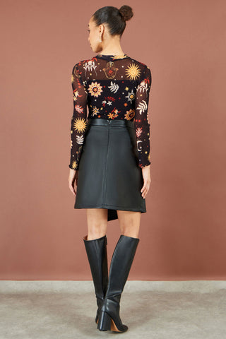 Yumi Black Cosmic Mesh Top