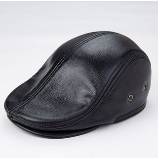 Genuine Leather Beret Hat for Autumn and Winter