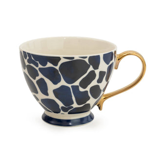 Footed Mug Giraffe Spots with Gold Handle