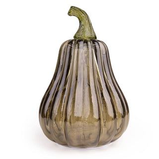 Tall LED Glass Pumpkin - Green