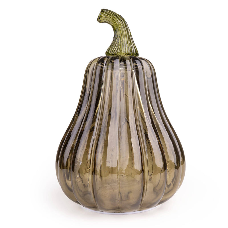 Tall LED Glass Pumpkin - Green
