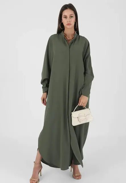 long shirt dress abaya Royal Indigo Embroidered Camel Maxi Shirt Dress XL