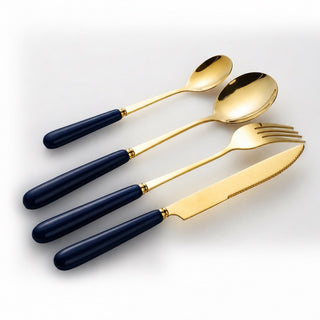 Aldermere 24-Piece Gold Cutlery Set – Midnight Navy - Hstrends