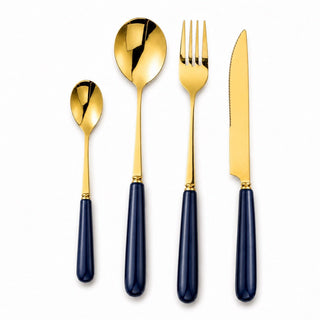 Aldermere 24-Piece Gold Cutlery Set – Midnight Navy - Hstrends