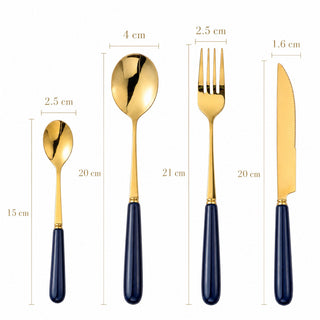 Aldermere 24-Piece Gold Cutlery Set – Midnight Navy