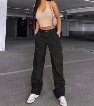 All - Day multi pocket long Straight Denim - Hstrends