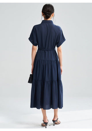 Arc De Triomphe Lapel Short - Sleeved midi Dress - Hstrends
