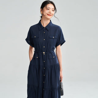 Arc De Triomphe Lapel Short - Sleeved midi Dress - Hstrends