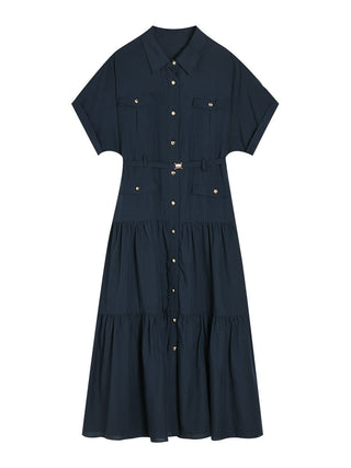Arc De Triomphe Lapel Short - Sleeved midi Dress - Hstrends