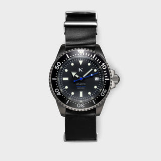 'Atlantic' Dive Watch (40mm) | Seal Black NATO - Hstrends