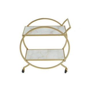 Avantis White Marble And Gold 2 Tier Drinks Trolley - Hstrends