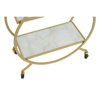Avantis White Marble And Gold 2 Tier Drinks Trolley - Hstrends