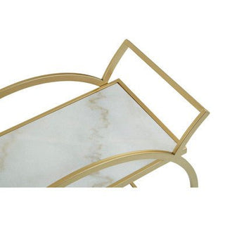 Avantis White Marble And Gold 2 Tier Drinks Trolley - Hstrends