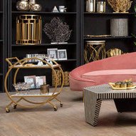 Avantis White Marble And Gold 2 Tier Drinks Trolley - Hstrends