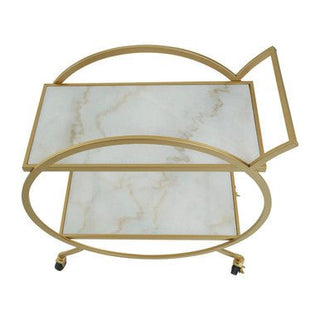 Avantis White Marble And Gold 2 Tier Drinks Trolley - Hstrends