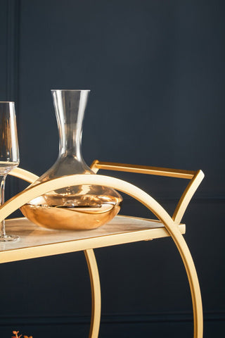 Avantis White Marble And Gold 2 Tier Drinks Trolley - Hstrends