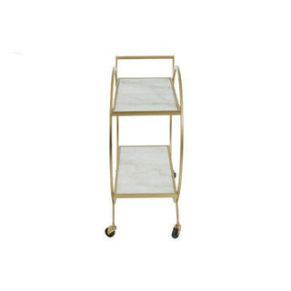 Avantis White Marble And Gold 2 Tier Drinks Trolley - Hstrends
