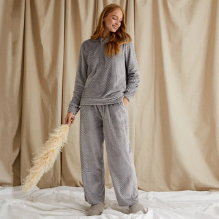 Cosy Chevron Loungewear Set in Shale Grey - Premium Loungewear set from Pretty You London - Just £59! Shop now at hstrends