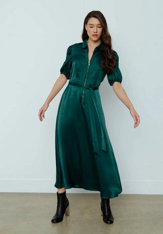 Lily and Lionel Exclusive Amelia Dress Emerald Silk - Premium Party Wear from Lily and Lionel - Just £350! Shop now at hstrends