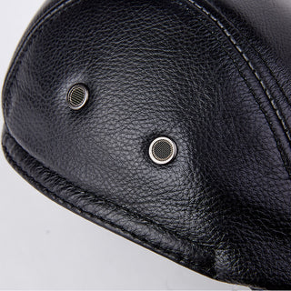Genuine Leather Beret Hat for Autumn and Winter