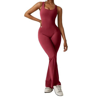 Backless Flare Yoga Bodysuit - Hstrends