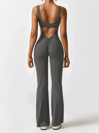 Backless Flare Yoga Bodysuit - Hstrends