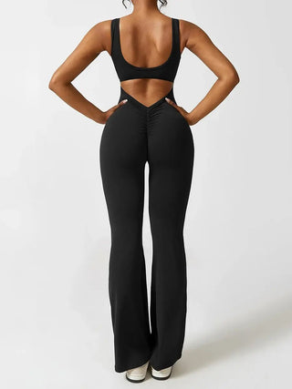 Backless Flare Yoga Bodysuit - Hstrends