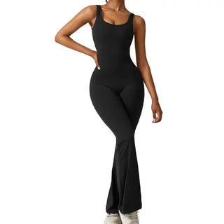 Backless Flare Yoga Bodysuit - Hstrends