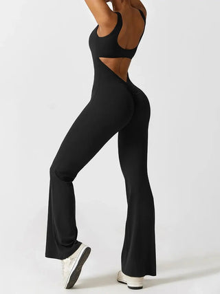 Backless Flare Yoga Bodysuit - Hstrends