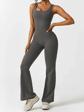 Backless Flare Yoga Bodysuit - Hstrends