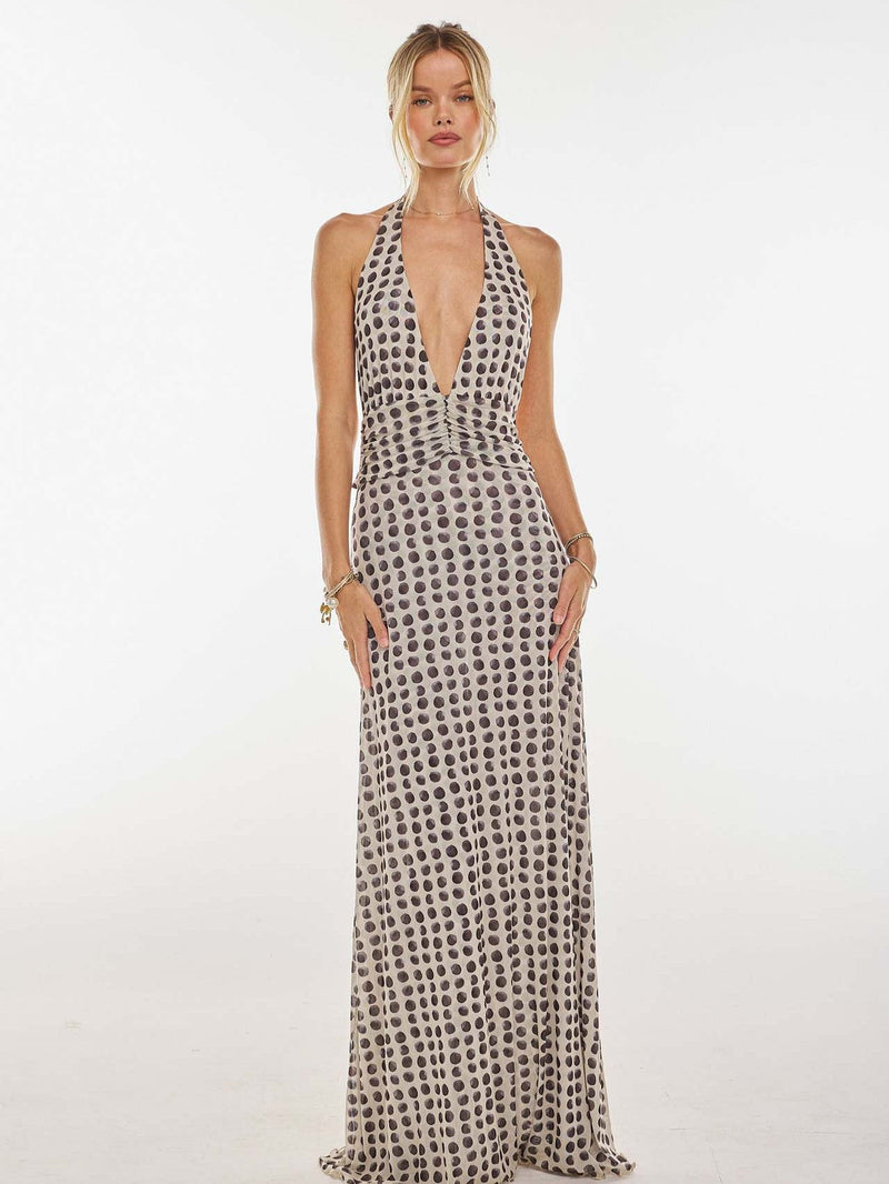 Backless Slim Printed Halter neck Floral maxi Dress - Hstrends