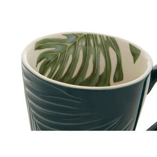 Bali Dark Green Leaf Design Mug - Hstrends